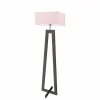 Lampa podłogowa JAWA abażur jasny różowy stelaż hebanowy