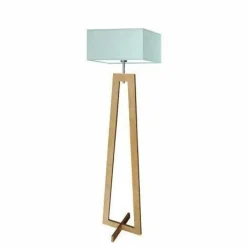 Lampa podłogowa JAWA abażur miętowy stelaż dębowy