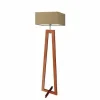 Lampa podłogowa JAWA abażur beżowy stelaż mahoniowy