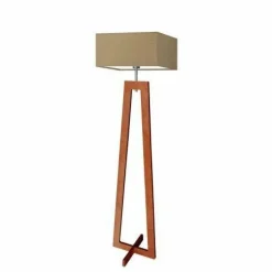 Lampa podłogowa JAWA abażur beżowy stelaż mahoniowy