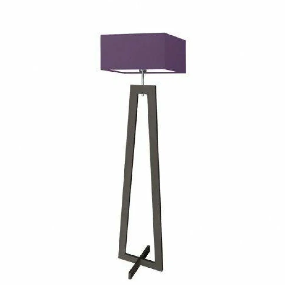 Lampa podłogowa JAWA abażur fioletowy stelaż hebanowy