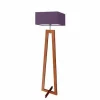 Lampa podłogowa JAWA abażur fioletowy stelaż mahoniowy