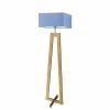 Lampa podłogowa JAWA abażur niebieski stelaż dębowy