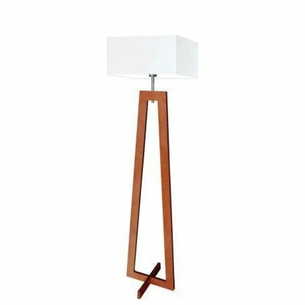 Lampa podłogowa JAWA abażur biały stelaż mahoniowy