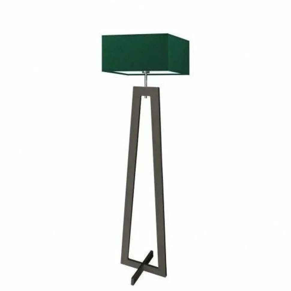 Lampa podłogowa JAWA abażur zieleń butelkowa stelaż hebanowy