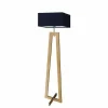 Lampa podłogowa JAWA abażur granatowy stelaż dębowy