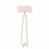 Lampa podłogowa JAWA abażur jasny różowy stelaż biały