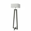 Lampa podłogowa JAWA abażur jasny szary stelaż hebanowy