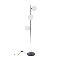 Lampa podłogowa Kama czarny+złoty 3x28W  G9 klosz biały