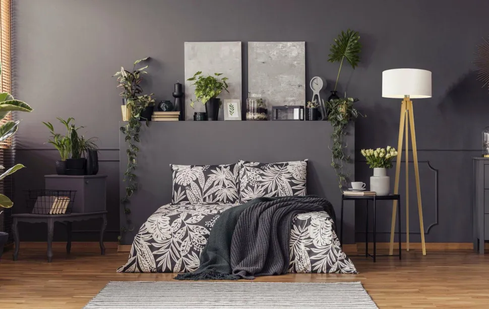 Lampa podłogowa MIAMI abażur miętowy stelaż mahoniowy