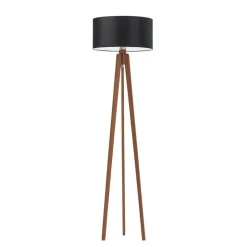 Lampa podłogowa MIAMI abażur czarny stelaż mahoniowy