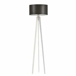 Lampa podłogowa MIAMI abażur brązowy stelaż biały