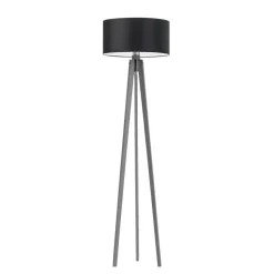 Lampa podłogowa MIAMI abażur czarny stelaż popielaty