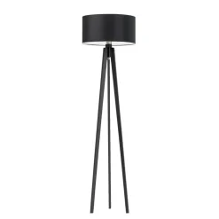 Lampa podłogowa MIAMI abażur czarny stelaż hebanowy