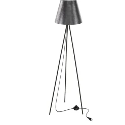Lampa podłogowa PLATINO czarny 1x40W E27  abażur srebrny