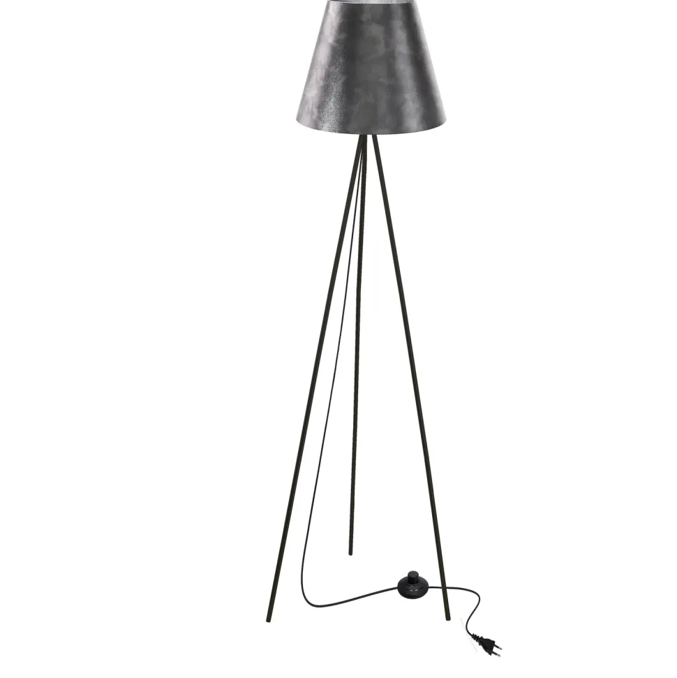 Lampa podłogowa PLATINO czarny 1x40W E27 abażur srebrny