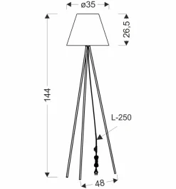 Lampa podłogowa PLATINO czarny 1x40W E27  abażur srebrny