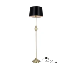 Lampa podłogowa Prima gold złoty  satynowy 1x60W E27 abażur czarny