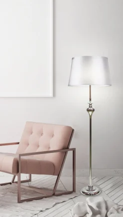 Lampa podłogowa Prima lampa podłogowa  chromowy 1x60W E27 abażur srebrny