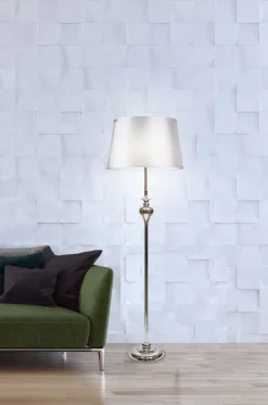 Lampa podłogowa Prima lampa podłogowa  chromowy 1x60W E27 abażur srebrny