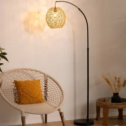 Lampa podłogowa Raahe czarna/naturalna