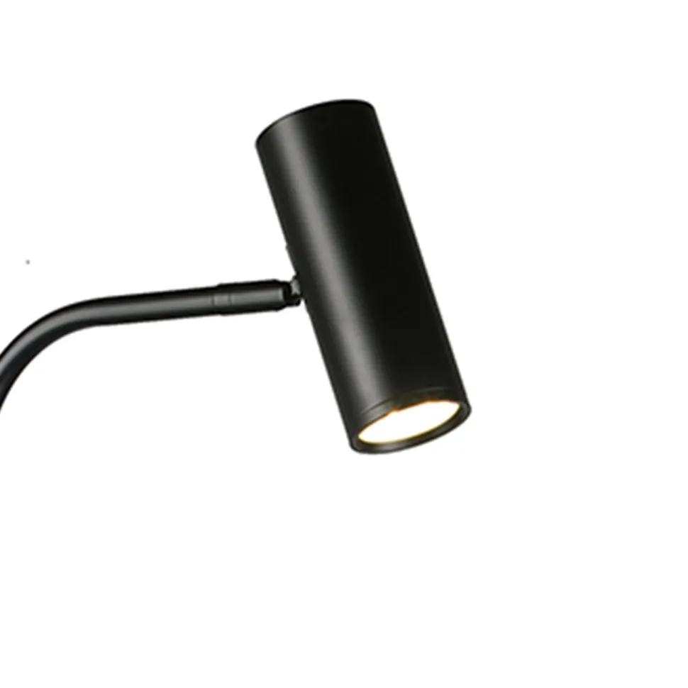 Lampa podłogowa ze stolikiem VINCENT czarna 146 cm