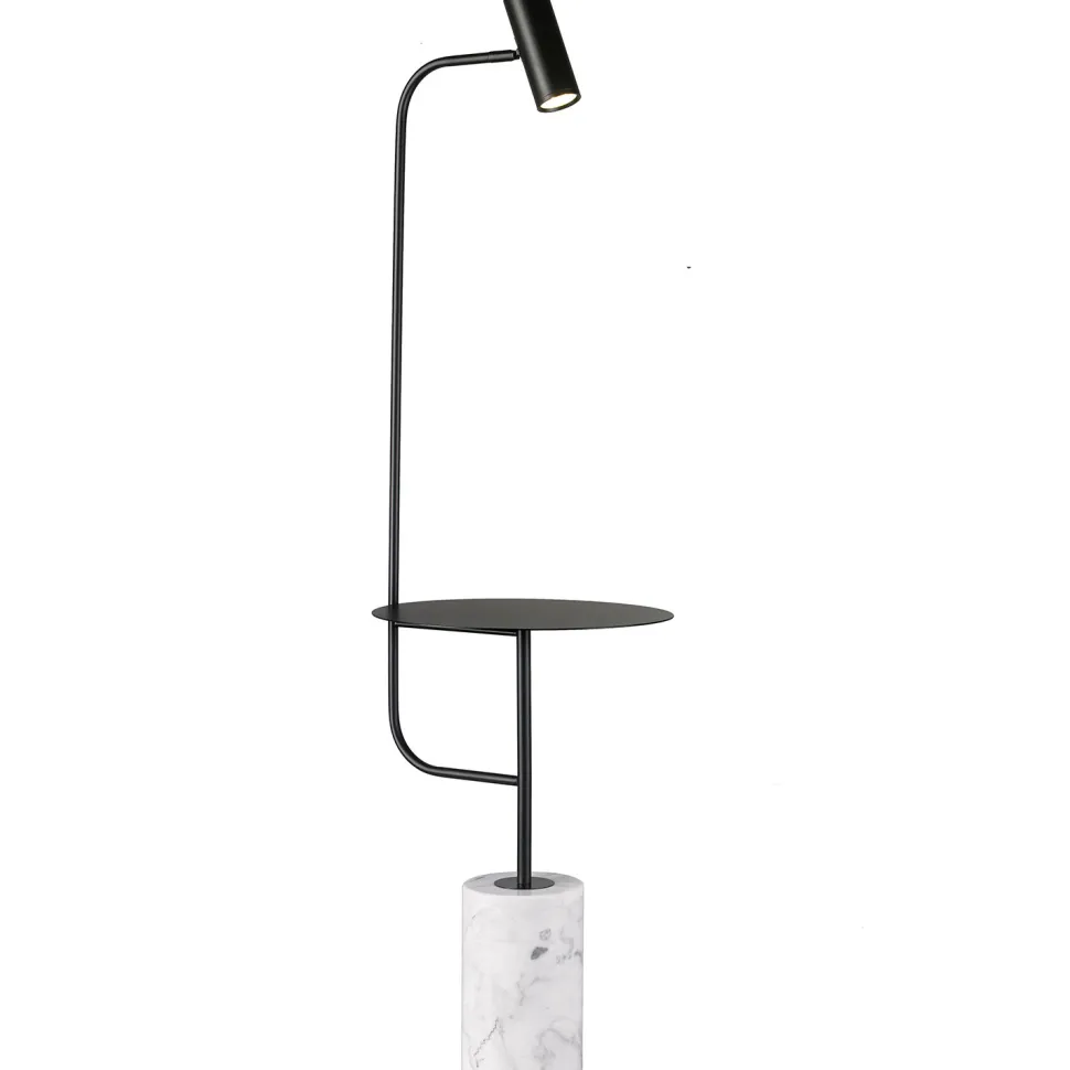 Lampa podłogowa ze stolikiem VINCENT czarna 146 cm