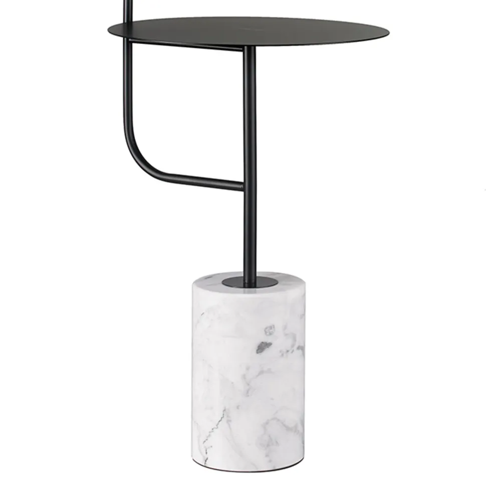 Lampa podłogowa ze stolikiem VINCENT czarna 146 cm