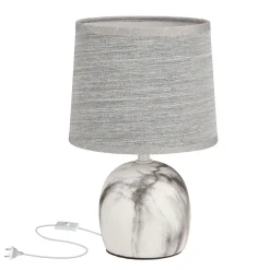Lampa stołowa Adelina lampa gabinetowa marmur+szary 1x40W E14 abażur szary od dina