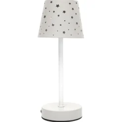 Lampa stołowa ładowana z ażurowymi        gwiazdkami biała
