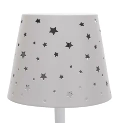 Lampa stołowa ładowana z ażurowymi gwiazdkami biała