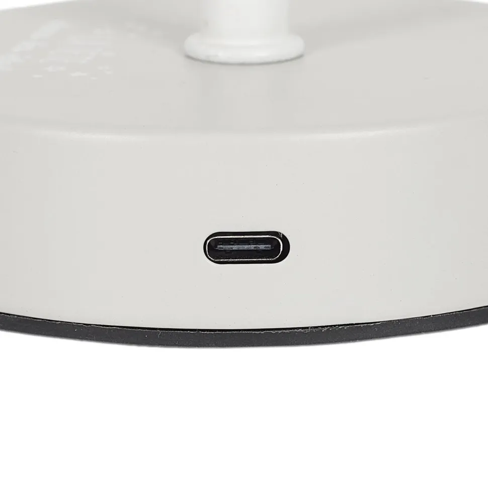 Lampa stołowa ładowana z ażurowymi gwiazdkami biała