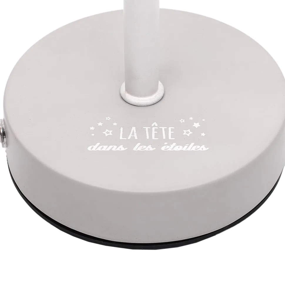 Lampa stołowa ładowana z ażurowymi gwiazdkami biała