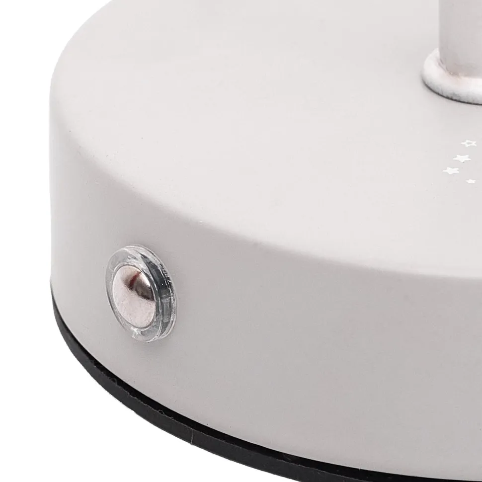 Lampa stołowa ładowana z ażurowymi gwiazdkami biała