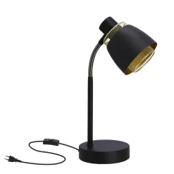 Lampa stołowa Aleksandria czarny 1x40W E14 klosz czarny+złoty