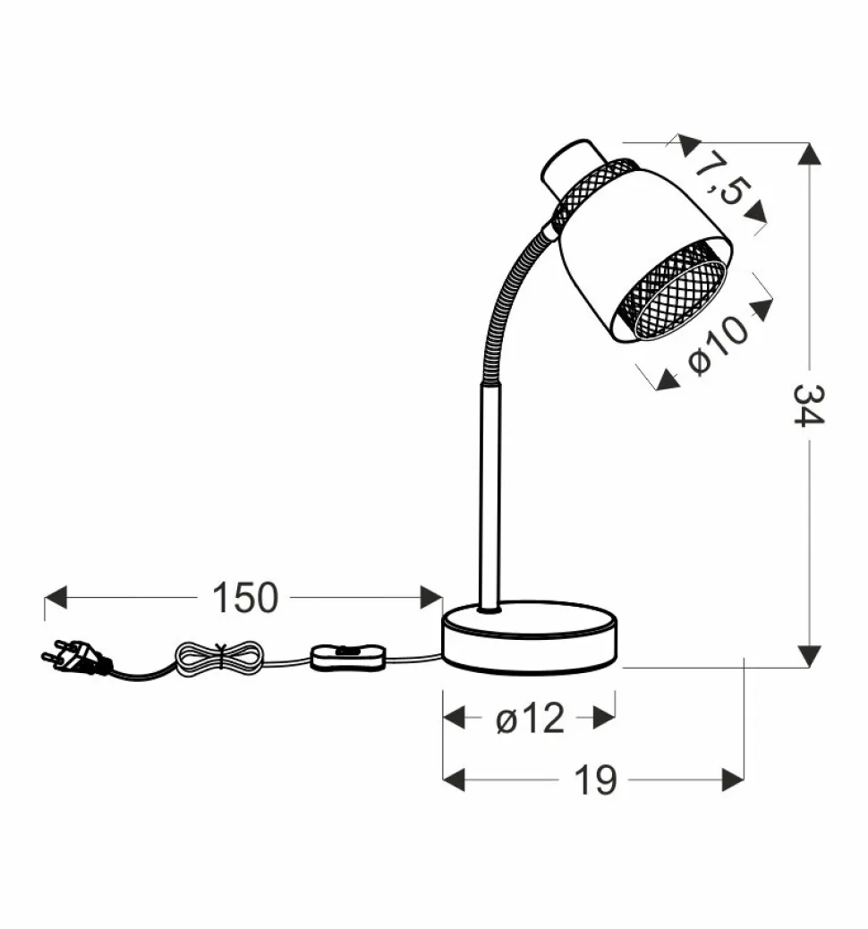Lampa stołowa Aleksandria czarny 1x40W E14 klosz czarny+złoty