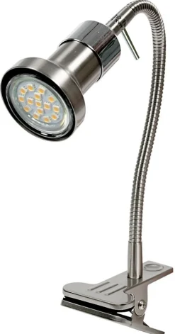 Lampa stołowa Arkon lampka klips 1x50W  GU10 satyna nikiel+chrom bez żarówek