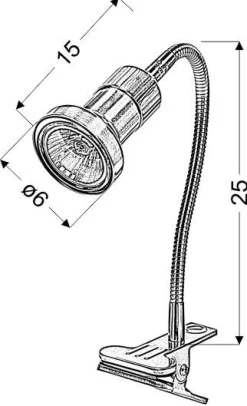 Lampa stołowa Arkon lampka klips 1x50W  GU10 satyna nikiel+chrom bez żarówek