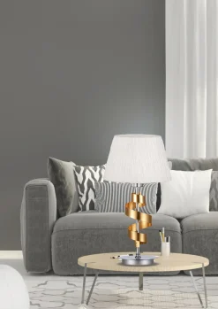 Lampa stołowa Denis 1x60W E27  chrom/złoty + abażur o tym samym indeksie