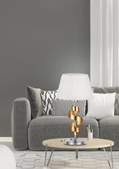 Lampa stołowa Denis 1x60W E27  chrom/złoty + abażur o tym samym indeksie