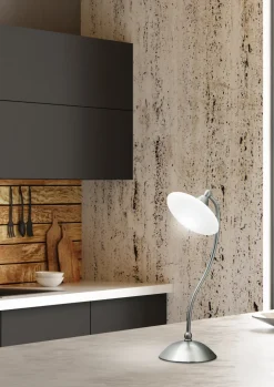 Lampa stołowa Elisa lampka 1x40W G9  satyna-nikiel+białe szkło