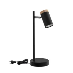 Lampa stołowa Lagos czarny 1x15W GU10  klosz czarny+drewniany
