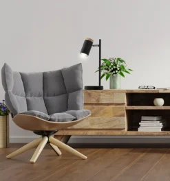 Lampa stołowa Lagos czarny 1x15W GU10  klosz czarny+drewniany