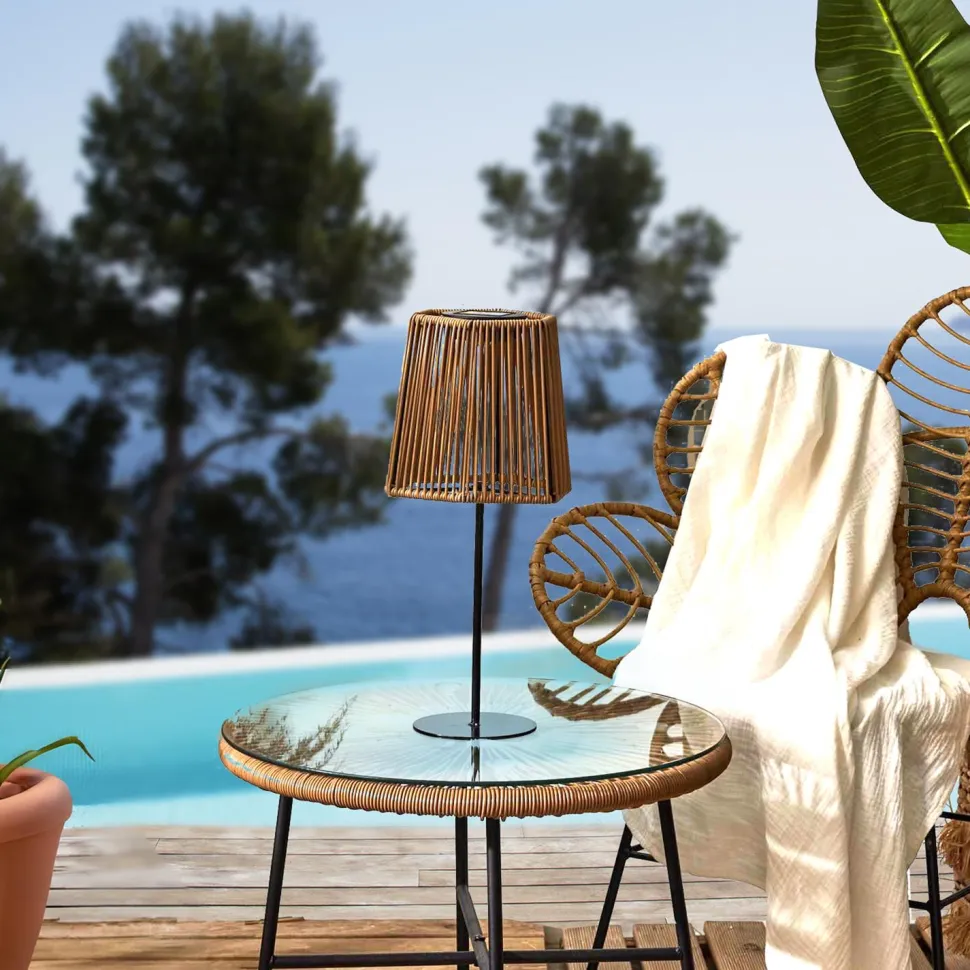 Lampa stołowa Merrill solarna beżowa