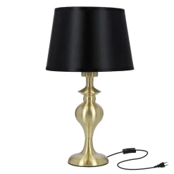 Lampa stołowa Prima gold lampa gabinetowa złoty satynowy 1x60W E27 abażur czarny