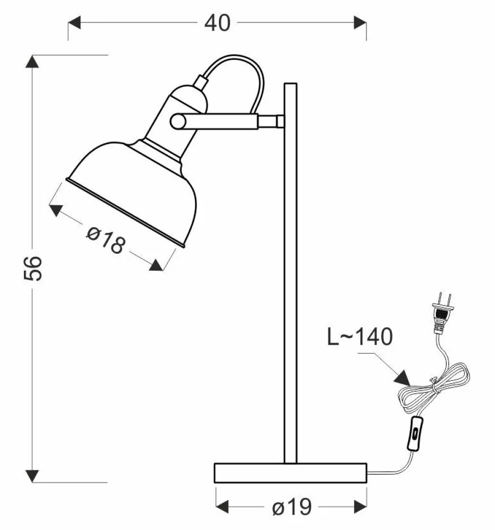 Lampa stołowa Reno czarny 1x40W E27 klosz czarny