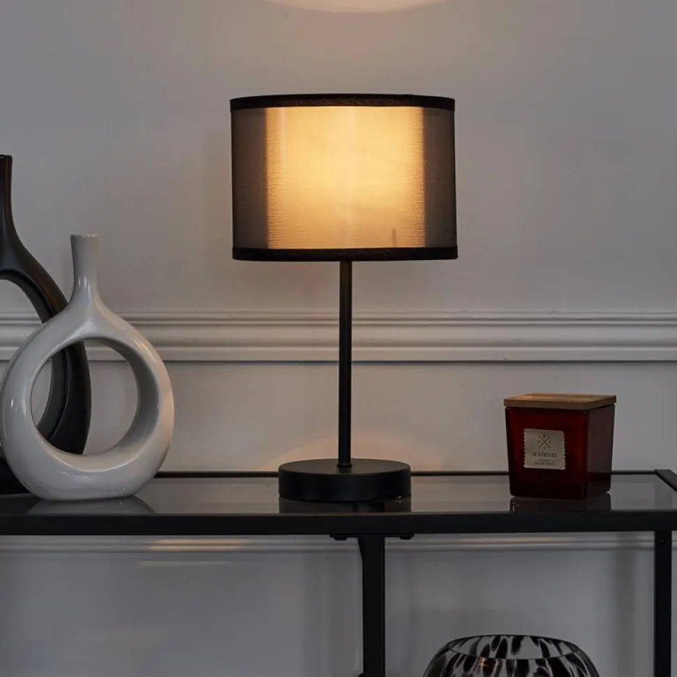 Lampa stołowa z podwójnym kloszem szara