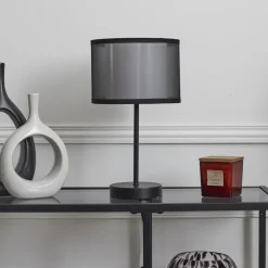 Lampa stołowa z podwójnym kloszem szara