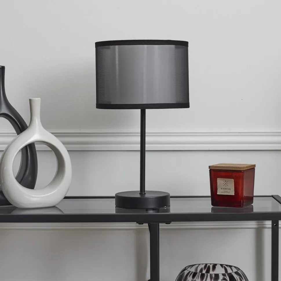 Lampa stołowa z podwójnym kloszem szara