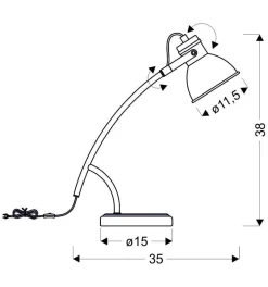 Lampa stołowa Zumba sztyca skos 1x40W  E14 biały+czarny